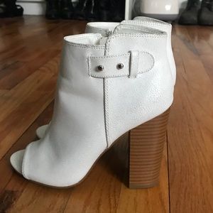 White peep toe booties